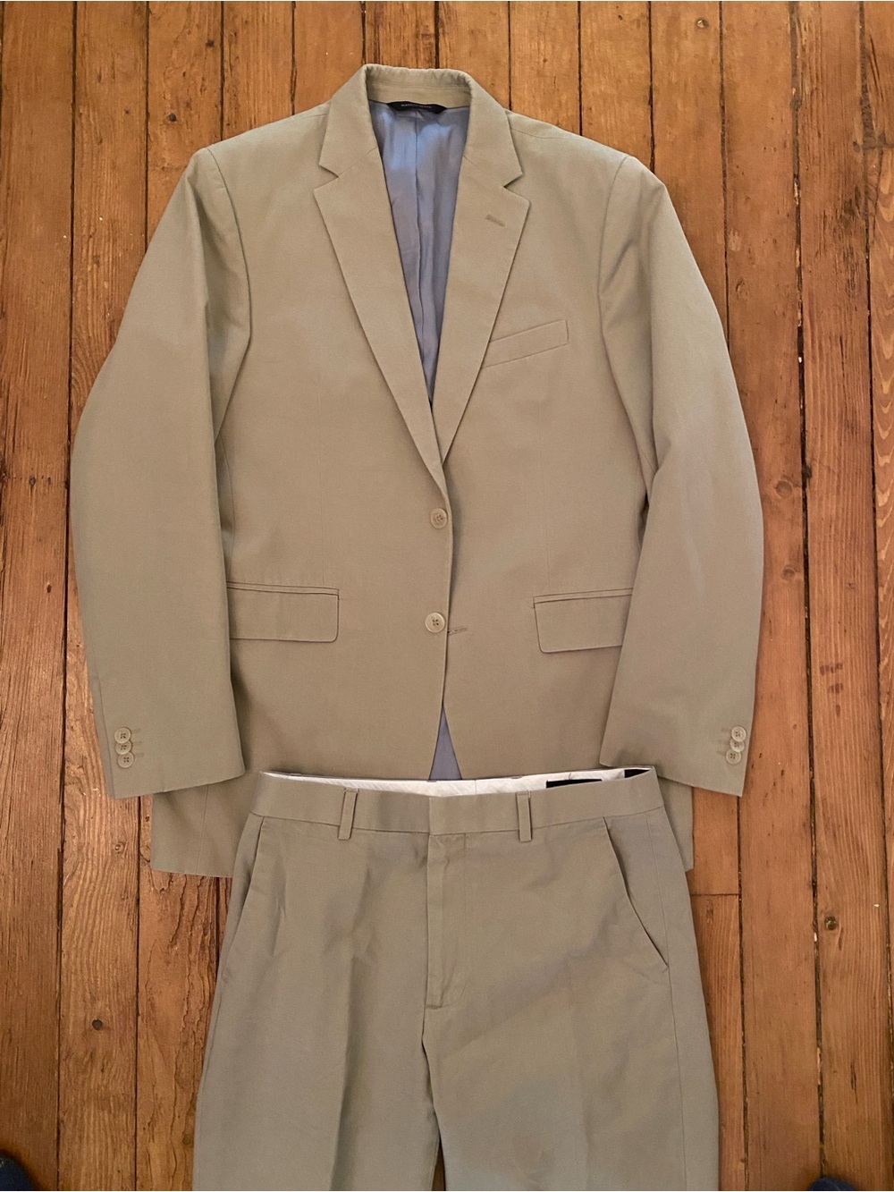 Banana Republic 100% Cotton Khaki Two-Piece Suit - 40R W32/30